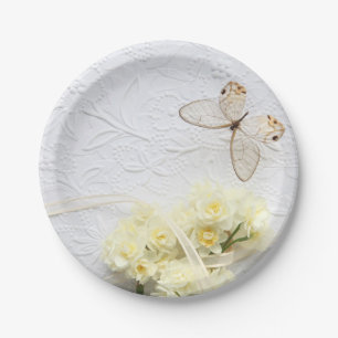 Assiettes En Carton Papillon aux fleurs de printemps Plaque de papier