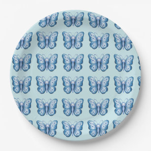 Assiettes En Carton Papillon bleu
