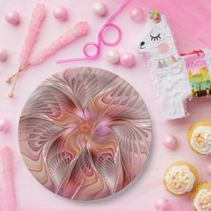 Assiettes En Carton Papillon coloré abstrait Art Fantastique Fractal