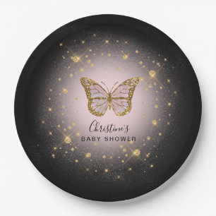 Assiettes En Carton papillon de parties scintillant faux or