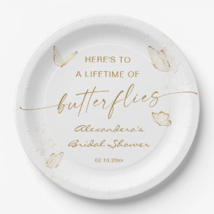 Assiettes En Carton Papillon Doré Baby Shower de Mariée