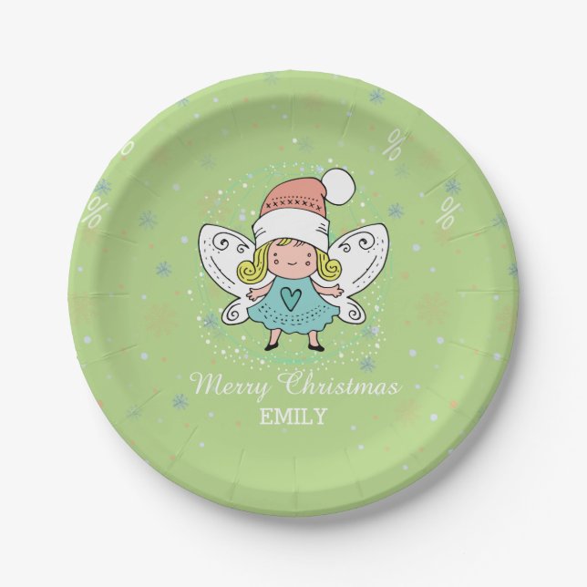 Assiettes En Carton Papillon Fille de Noël (Devant)