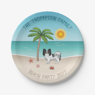 Assiettes En Carton Papillon Noir Et Blanc Chien Plage Été Tropicale