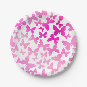 Assiettes En Carton Papillon (rose)