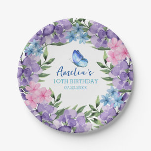 Assiettes En Carton Papillon rose floral Girl Anniversaire vaisselle