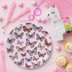 Assiettes En Carton Papillons Aquarelle Anniversaire Baby shower nupti