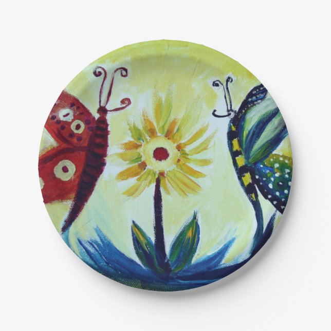 Assiettes En Carton Papillons Art Plaques de papier personnalisées 7 p (Devant)