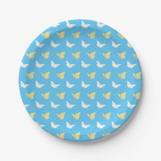 Assiettes En Carton Papillons blancs et jaunes clairs Flying Blue
