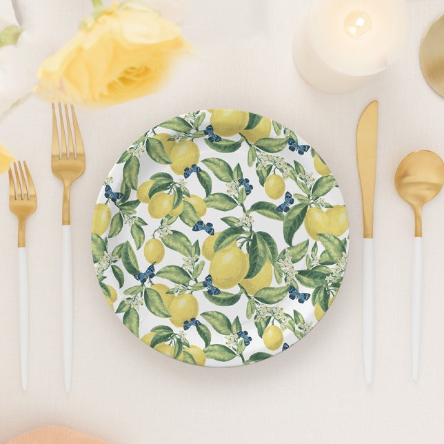 Assiettes En Carton Papillons bleu citron (Créateur téléchargé)