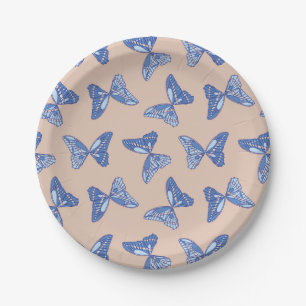 Assiettes En Carton Papillons bleus et Brown