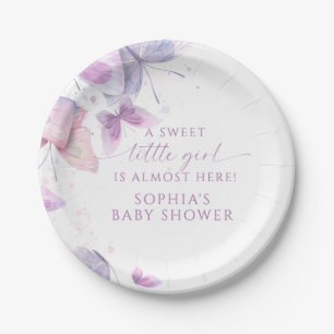 Assiettes En Carton Papillons doux petit Baby shower fille