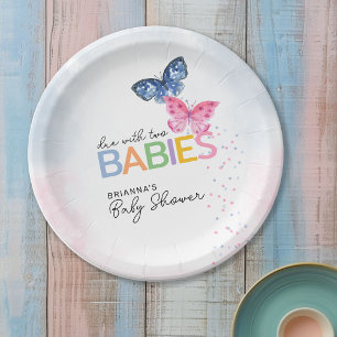 Assiettes En Carton Papillons dus avec deux Baby shower bébé