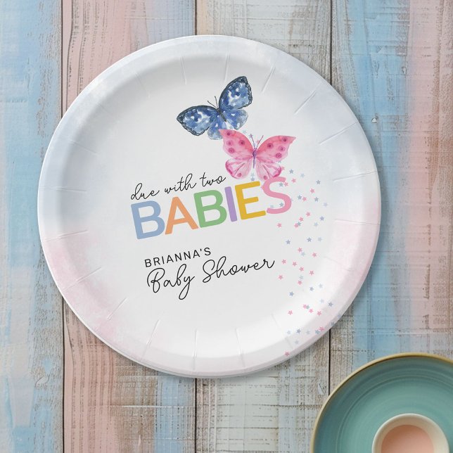 Assiettes En Carton Papillons dus avec deux Baby shower bébé (Créateur téléchargé)