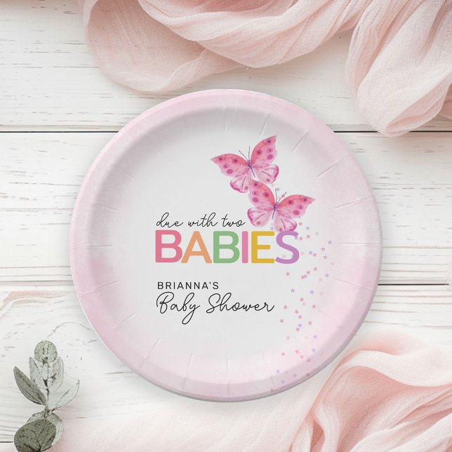 Assiettes En Carton Papillons dus avec deux Baby showers jumeaux (Créateur téléchargé)