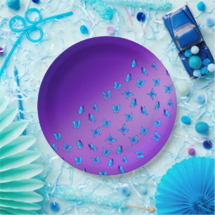 Assiettes En Carton Papillons Enchantés Plaque de papier violet