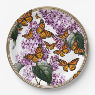 Assiettes En Carton Papillons et Lilacs Mariage de pique-nique