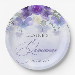 Assiettes En Carton Papillons Lilac Floral Russe Quinceanera