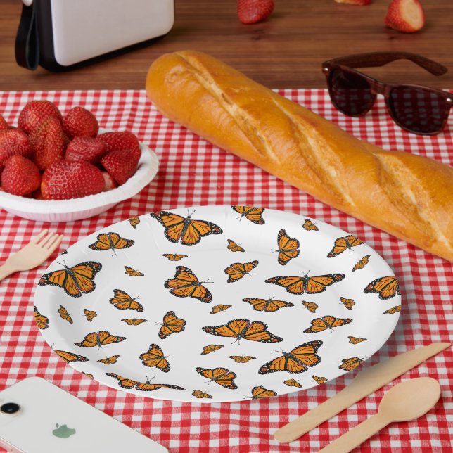 Assiettes En Carton Papillons monarques (Pique-nique)