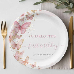 Assiettes En Carton Papillons Pretty Rose 1er 2e 3e 5e anniversaire