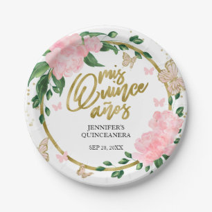 Assiettes En Carton Papillons Quinceanera Pink Blush Gown