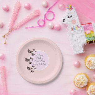 Assiettes En Carton papillons rose rose