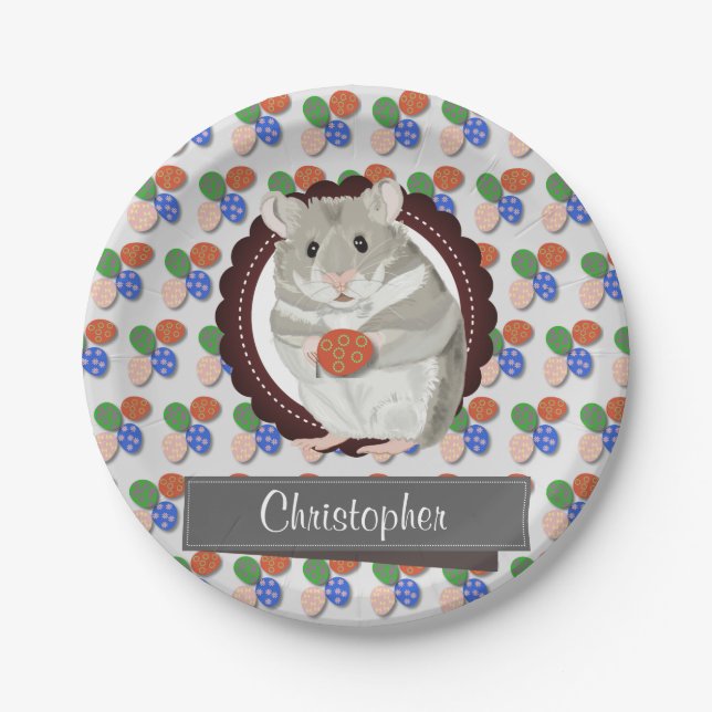 Assiettes En Carton Pâques de hamster de garçon personnalisées (Devant)
