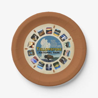 ASSIETTES EN CARTON PARC NATIONAL VINTAGE YELLOWSTONE RETRO PARK