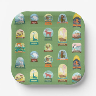 Assiettes En Carton Parcs nationaux dans les plaques de papier vert