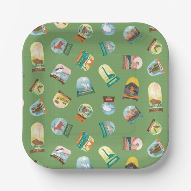 Assiettes En Carton Parcs nationaux dans les plaques de papier vert (Recto)