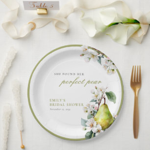 Assiettes En Carton Parfaite Poire Florale Fête de Mariage