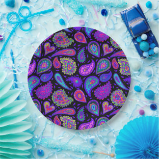 Assiettes En Carton Parfaitement Paisley Violet