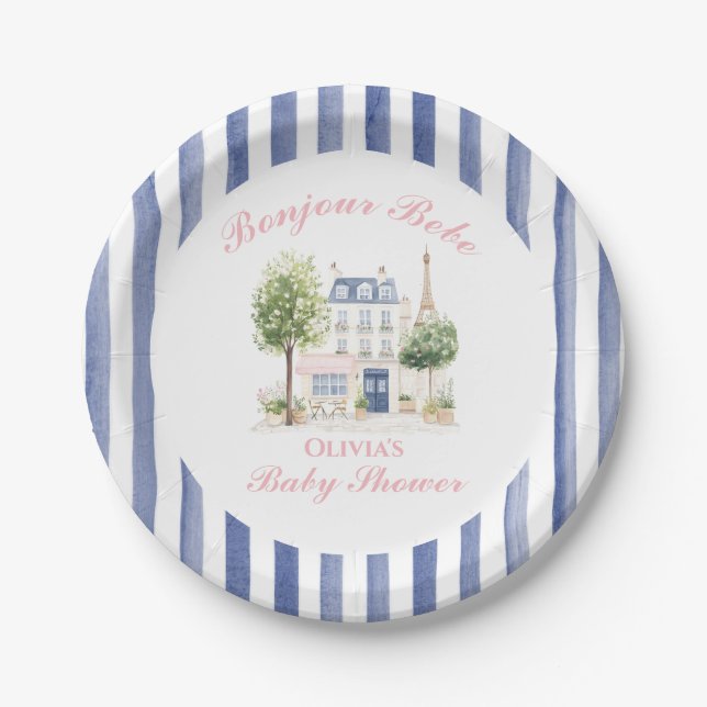 Assiettes En Carton Paris Baby shower Café Parisien Tea Party (Devant)