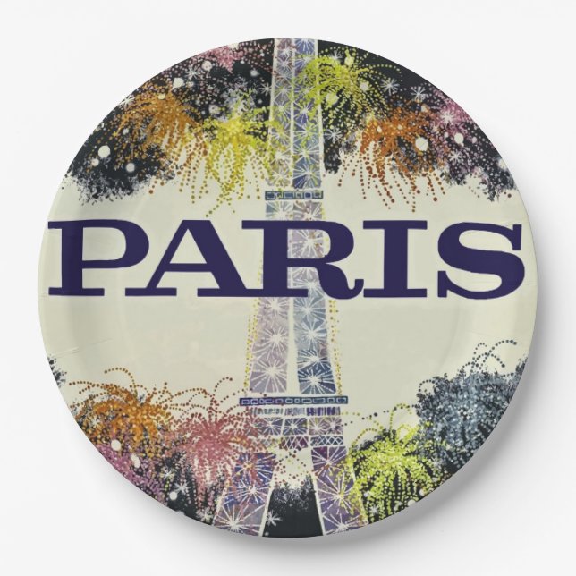 Assiettes En Carton Paris : Plaque en papier d'affiche (Devant)