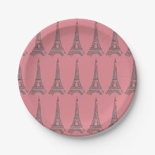Assiettes En Carton Paris Tour Eiffel Thème Fête Plaques Papier