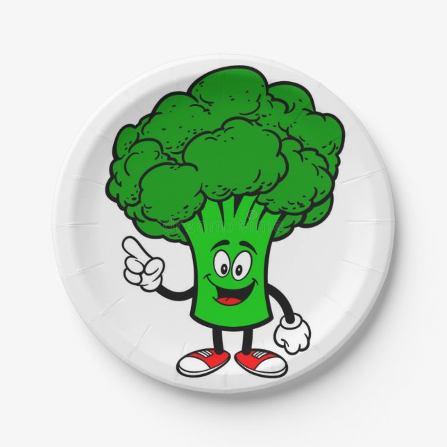 Assiettes En Carton Parler de plaque Broccoli (Devant)