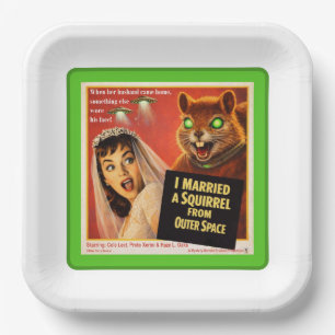 Assiettes En Carton Parodie d'écureuil de l'espace extra-atmosphérique