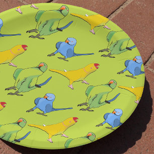 Assiettes En Carton Parrot mignon Motif indien Ringneck Parakeet Green