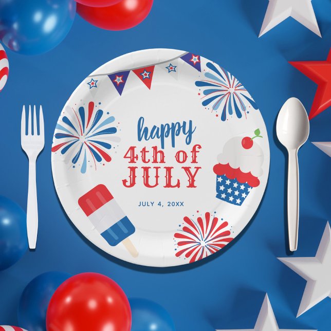 Assiettes En Carton Parti 4 juillet patriotique (Créateur téléchargé)