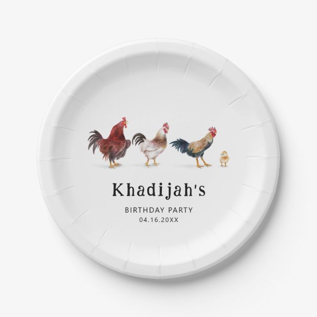 Assiettes En Carton Parti Anniversaire de enfant de poulet (Devant)