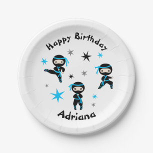 Assiettes En Carton Parti Anniversaire de enfant guerrier de Cute Ninj