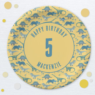 Assiettes En Carton Parti Anniversaire de enfant neutre de Dinosaur