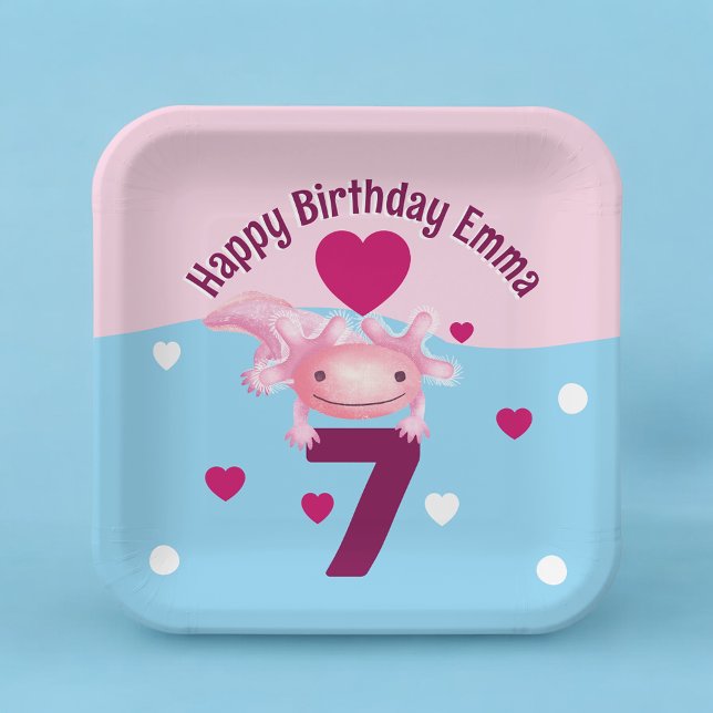 Assiettes En Carton Parti Axolotl rose (Créateur téléchargé)