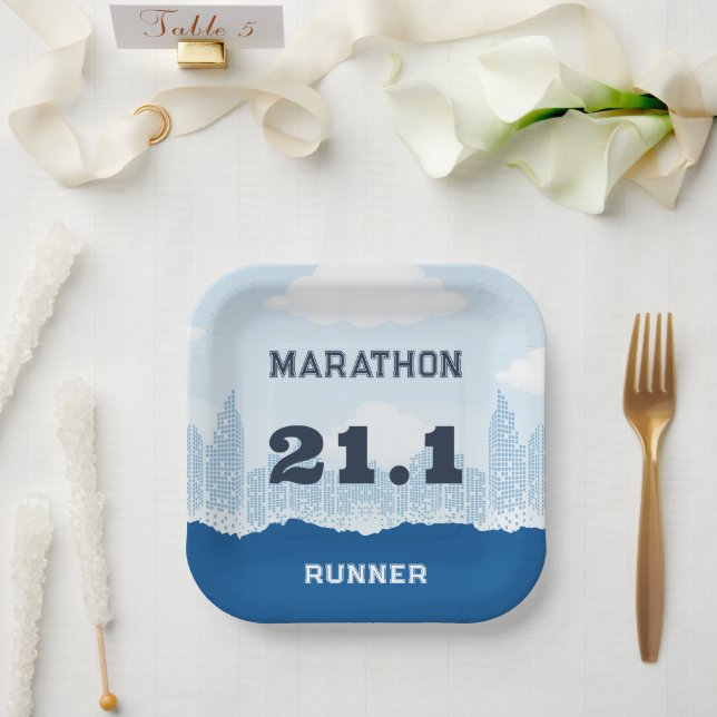 Assiettes En Carton Parti de la course post-marathon (Mariage)
