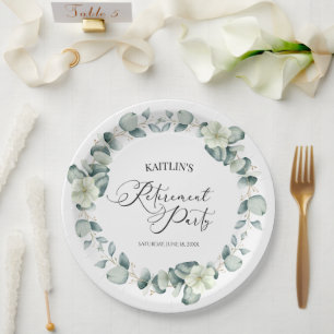 Assiettes En Carton Parti de retraite botanique Feuille de Green Eucal