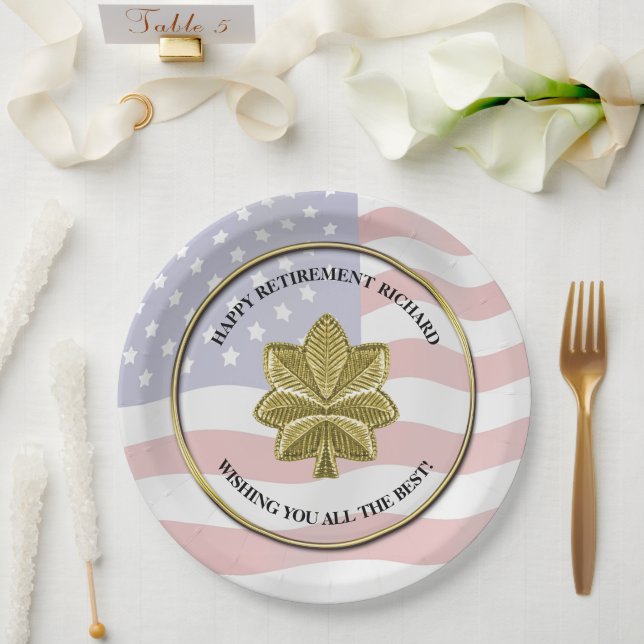 Assiettes En Carton Parti de retraite militaire personnalisé (Mariage)
