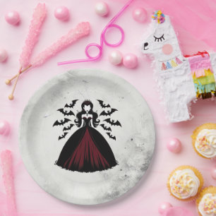 Assiettes En Carton Parti d'Halloween de la reine Vampire