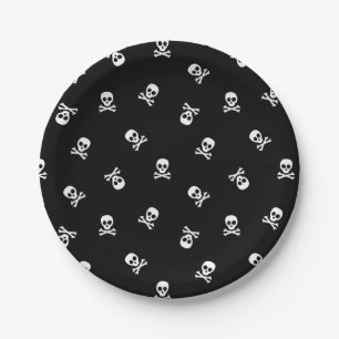 Assiettes En Carton Parti d'Halloween du crâne et des os croisés
