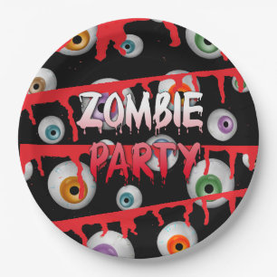 Assiettes En Carton Parti d'Halloween Zombie Eyeballs Apocalypse
