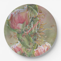 PARTI MONOGRAMME ROMANTIQUE DE FLEURS DE CACTUS DE