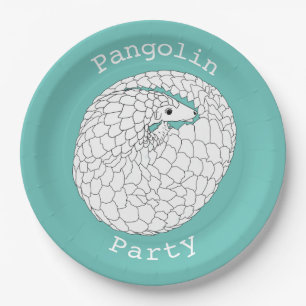Assiettes En Carton Parti Pangolin Activisme Animal Vert en Voie de Di